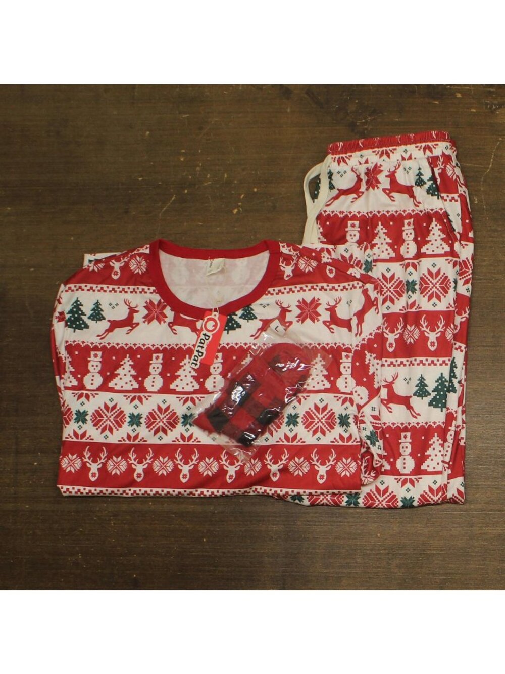 NWT Pat Pat Mens Christmas Holiday 3-Piece Pajama Set 1006159488 Red Multi L